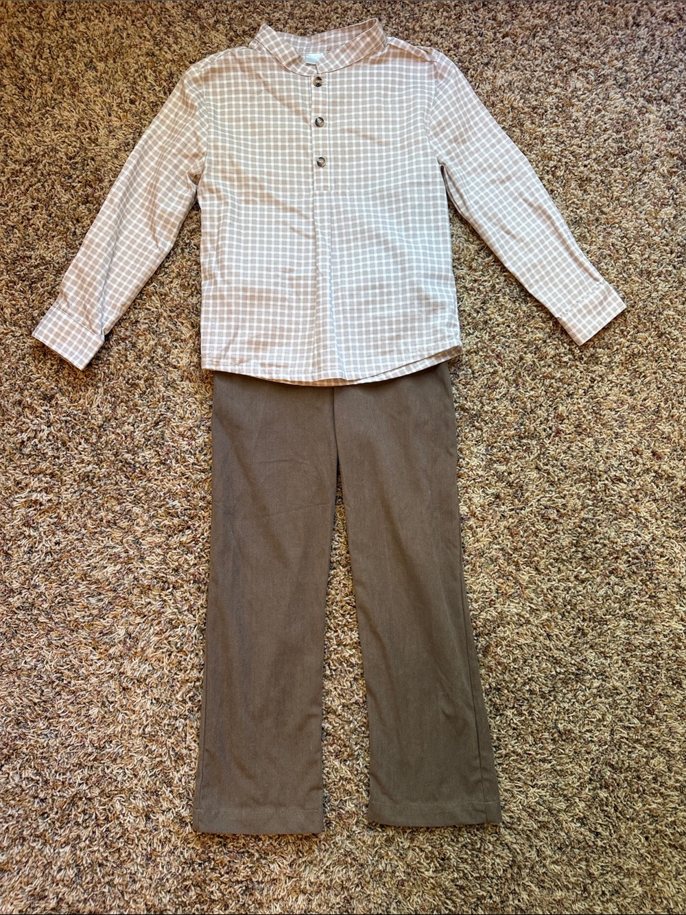 Edgehill Collection Boys Long-Sleeve Plaid Shirt and Brown Corduroy Pants Set